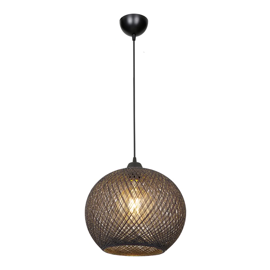 Lampa wisząca boho pleciona szara YUMAK - Agata