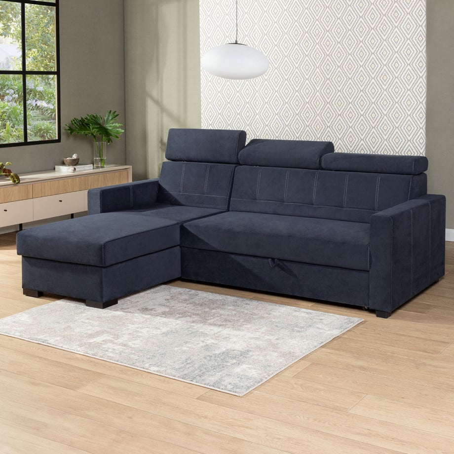 Narożnik z regulowanymi zagłówkami czarny TOSCANO - Agata