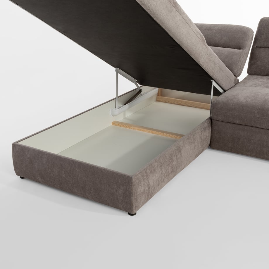 ボローニャNo. 16ナカタ Narożnik rozkładany szarobeżowy BOLOGNA lewy - Agata