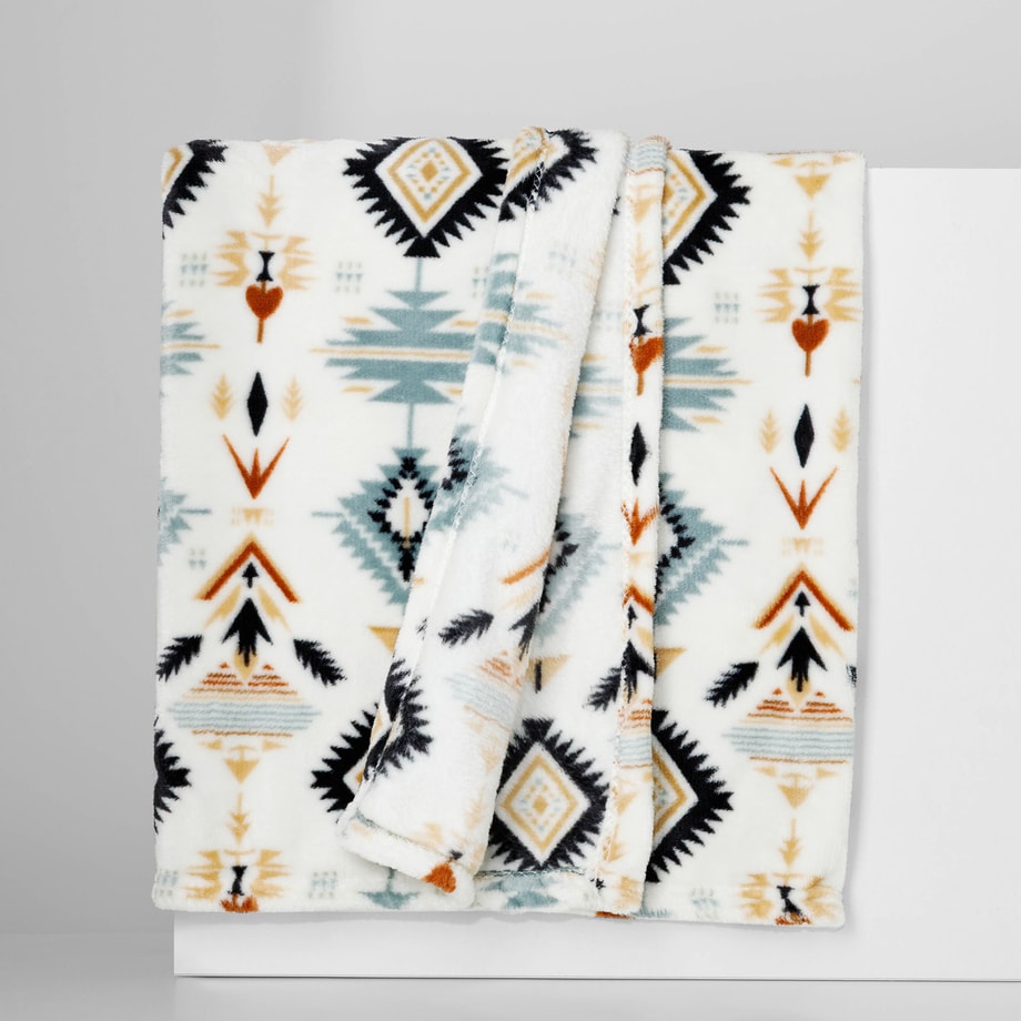 Koc, wzór boho, biały CODIE 130x160 cm - 1