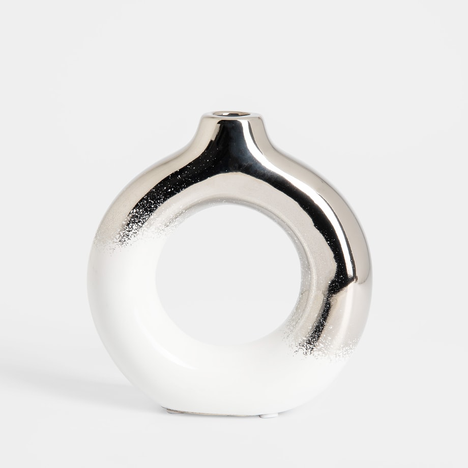Wazon abstrakcyjny biało-srebrny, 15,8 cm - 1