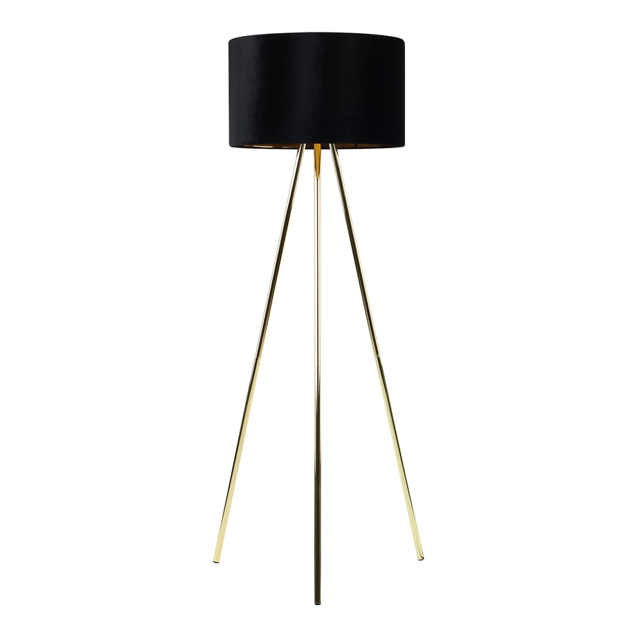 Lampa podłogowa złota abażur czarny UMBERTO - 1