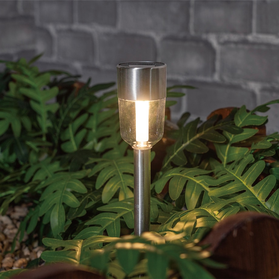 Lampa outdoorowa solarna IP44 srebrna 34 cm - 2