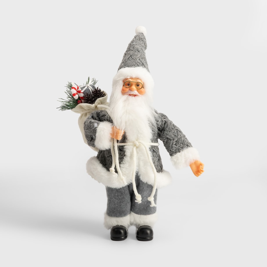 Figurka świąteczna MIKOŁAJ, szary, 40 cm - 1