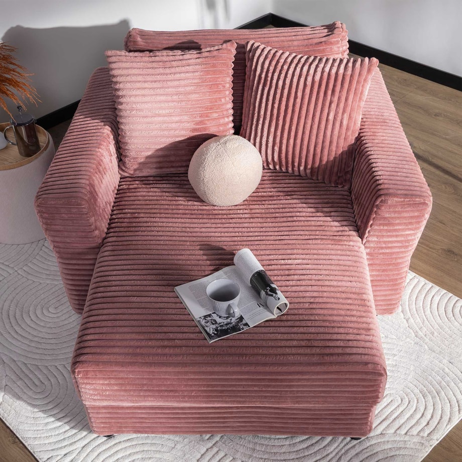 Fotel loveseat pudrowy róż NOEMI - 3