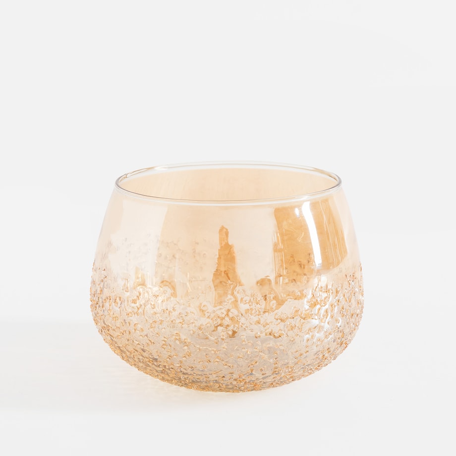Świecznik glamour, szklany, bursztynowy, 12 cm - 1