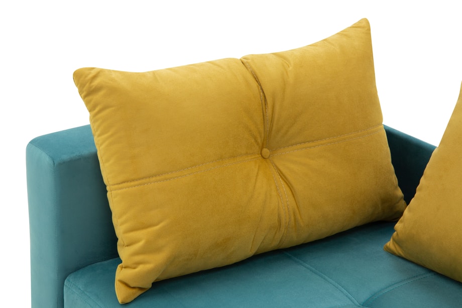 Sofa rozkładana niebiesko-żółta LETTO lewa - 7