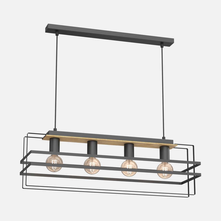 Lampa wisząca czarna jasne drewno KORTEZ IV - 1