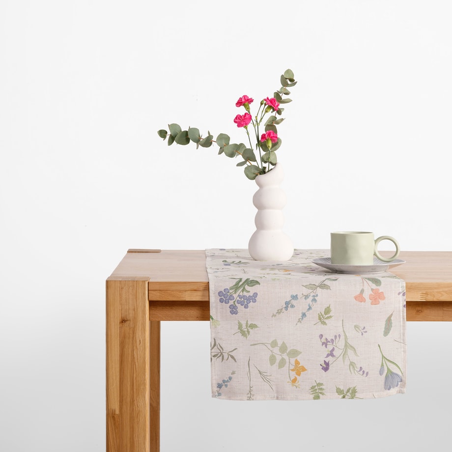 Obrus z lnem w polne kwiaty GARDENA 40x120 cm - 1