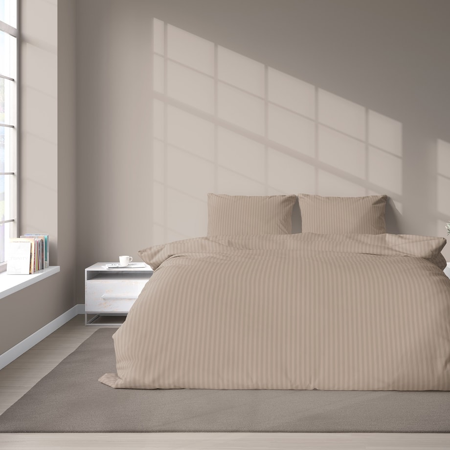 Pościel bawełniana adamaszek taupe PURE 220x200 cm - 2