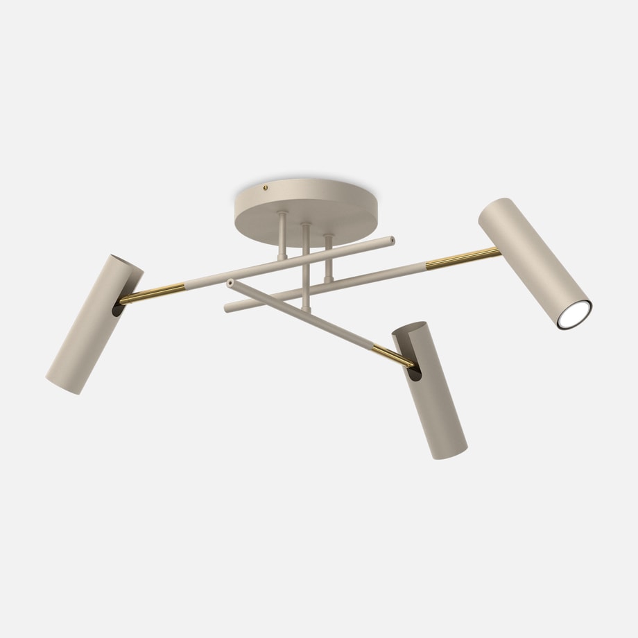 Lampa sufitowa 3 regulowane reflektory beżowo-złota AXION - 1