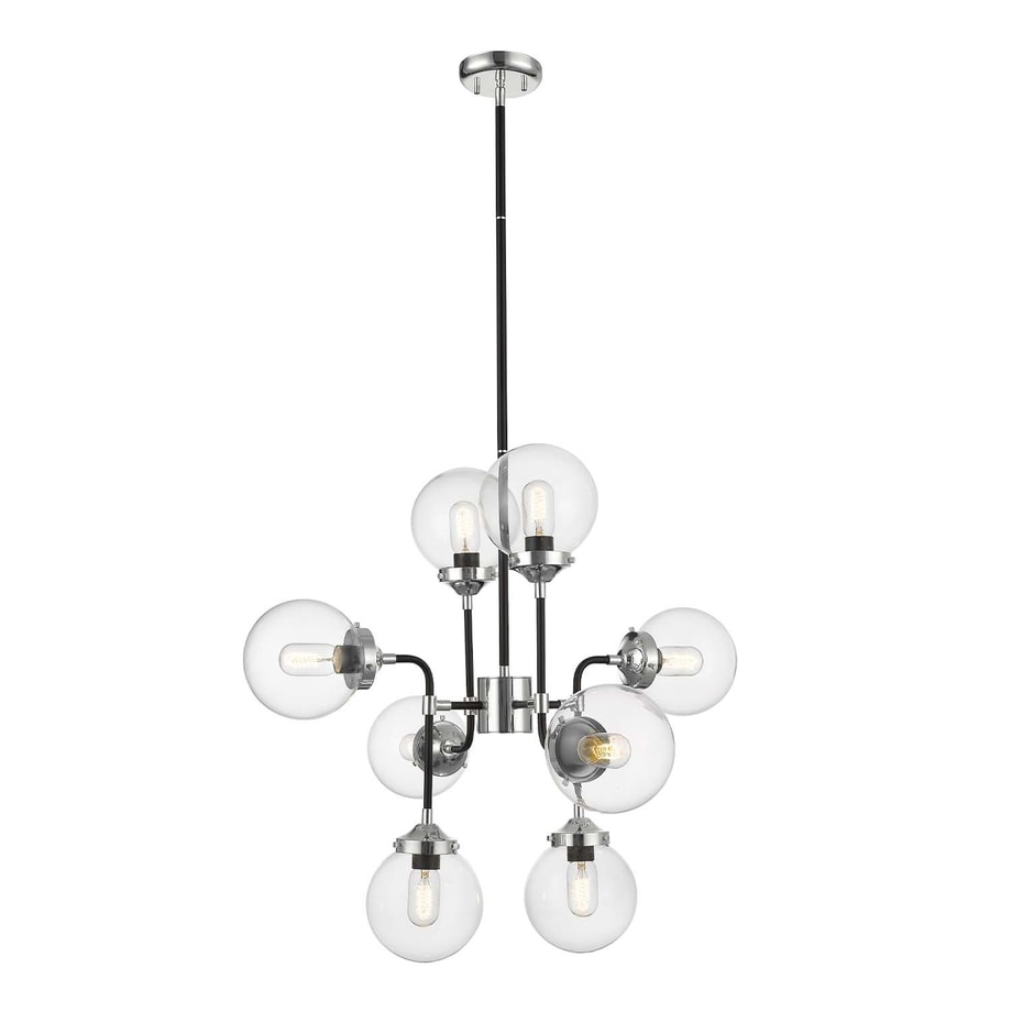 Żyrandol czarno-srebrny RIANO 76 cm klosz transparentny - 1