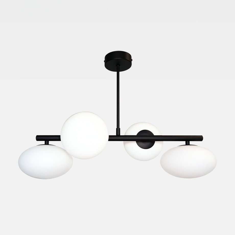 Lampa sufitowa 4 owalne klosze czarna MILO 68x30 cm - 1