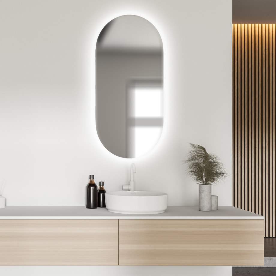 Lustro 100x40 cm z oświetleniem LED owalne MILA - 3