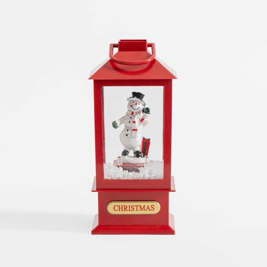 Grająca latarenka LED z bałwankiem czerwona 23 cm - 1