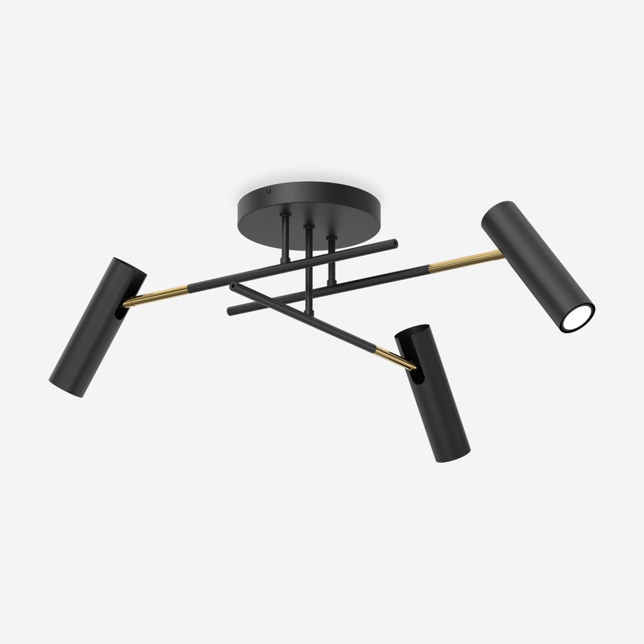Lampa sufitowa 3 regulowane reflektory czarno-złota AXION - 1