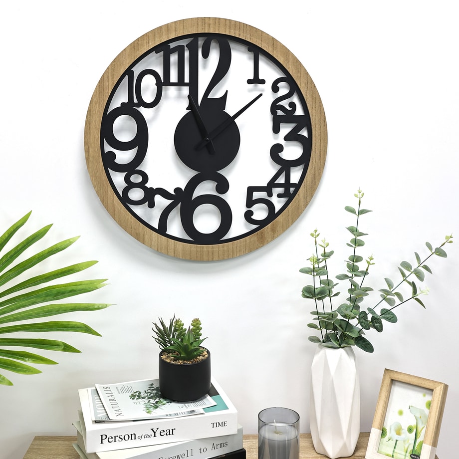 Zegar ścienny czarny NATURAL 50 cm - zdjęcie 2