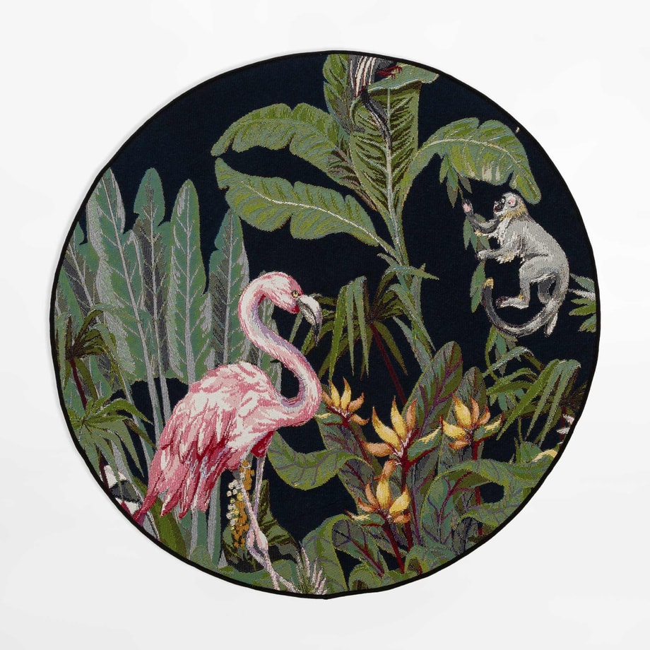 Dywan z flamingiem JUNGLE, okrągły, 135 cm - 1