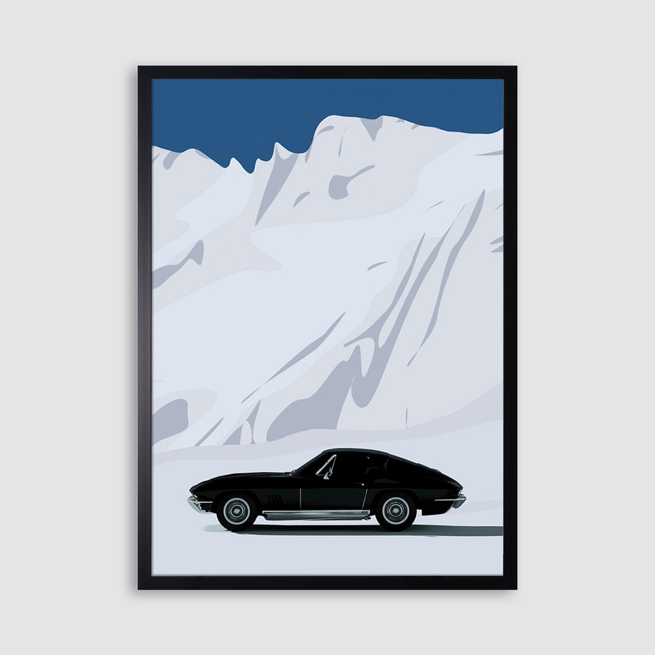 Obraz w czarnej ramie CAR IN THE MOUNTAINS 50x70 cm - 1