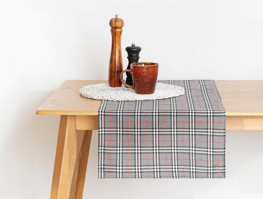 Bieżnik w szkocką kratę szary NEWPORT 40x120 cm - 1