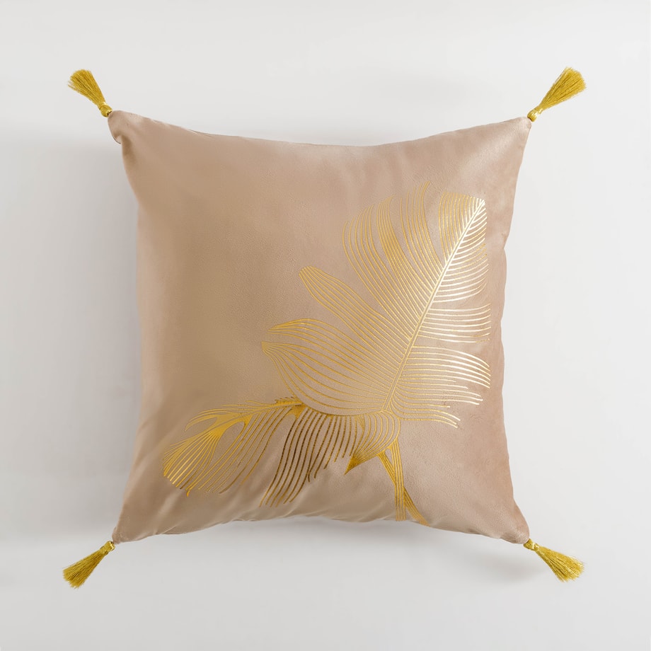 Poszewka BORNEO beż złoty liść 45x45 cm - 1
