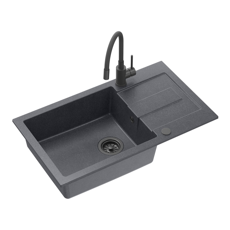 Komplet zlewozmywak QUADRON czarny BOLD XL 1K/Z/O 78x45 cm z baterią - 1