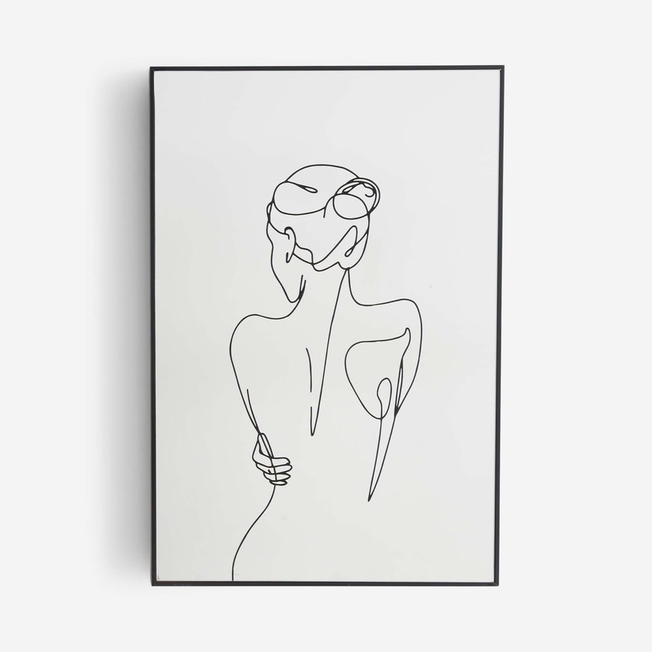 Dekoracja lustrzana, kobieta, czarna rama, 41x61cm - 1