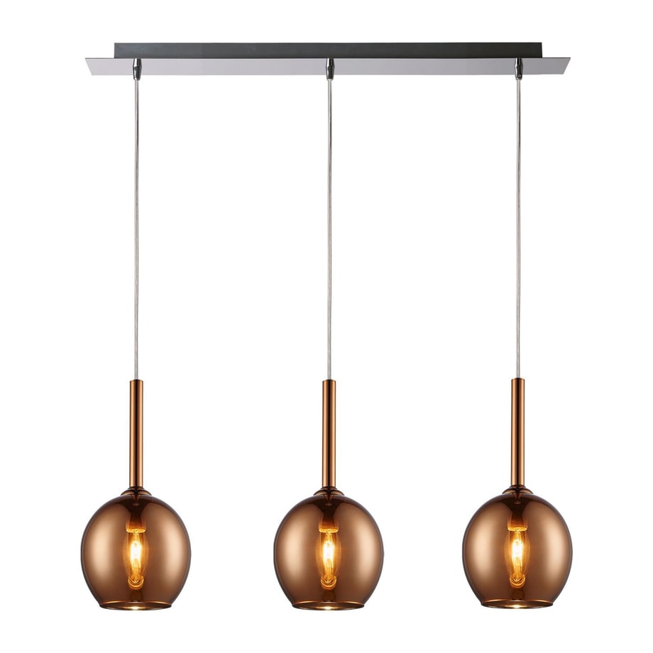 Lampa wisząca 3 szklane klosze miedź MONIC - 1