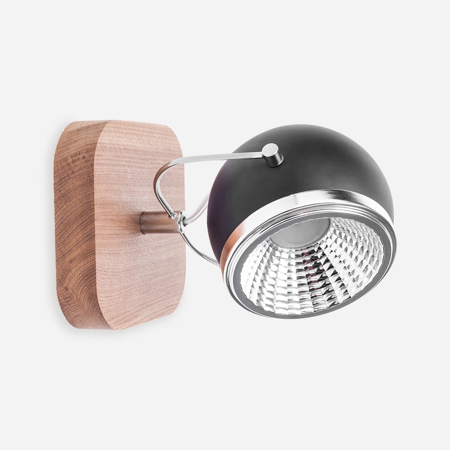 Kinkiet regulowany dąb olejowany czarny BALL WOOD - 1