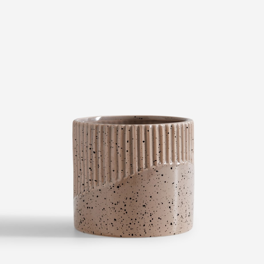 Osłonka na doniczkę ryflowana beżowa, 12,5 cm - 1