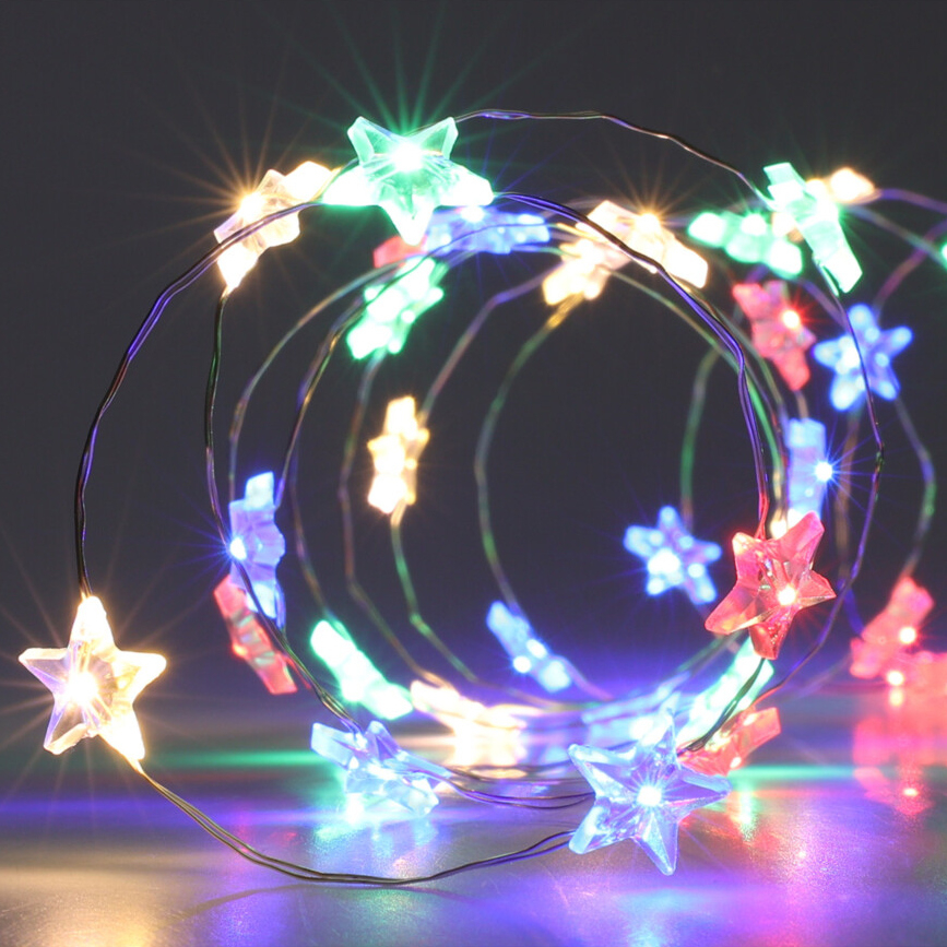 Lampki choinkowe gwiazdki LED 40 szt, multikolor - 1