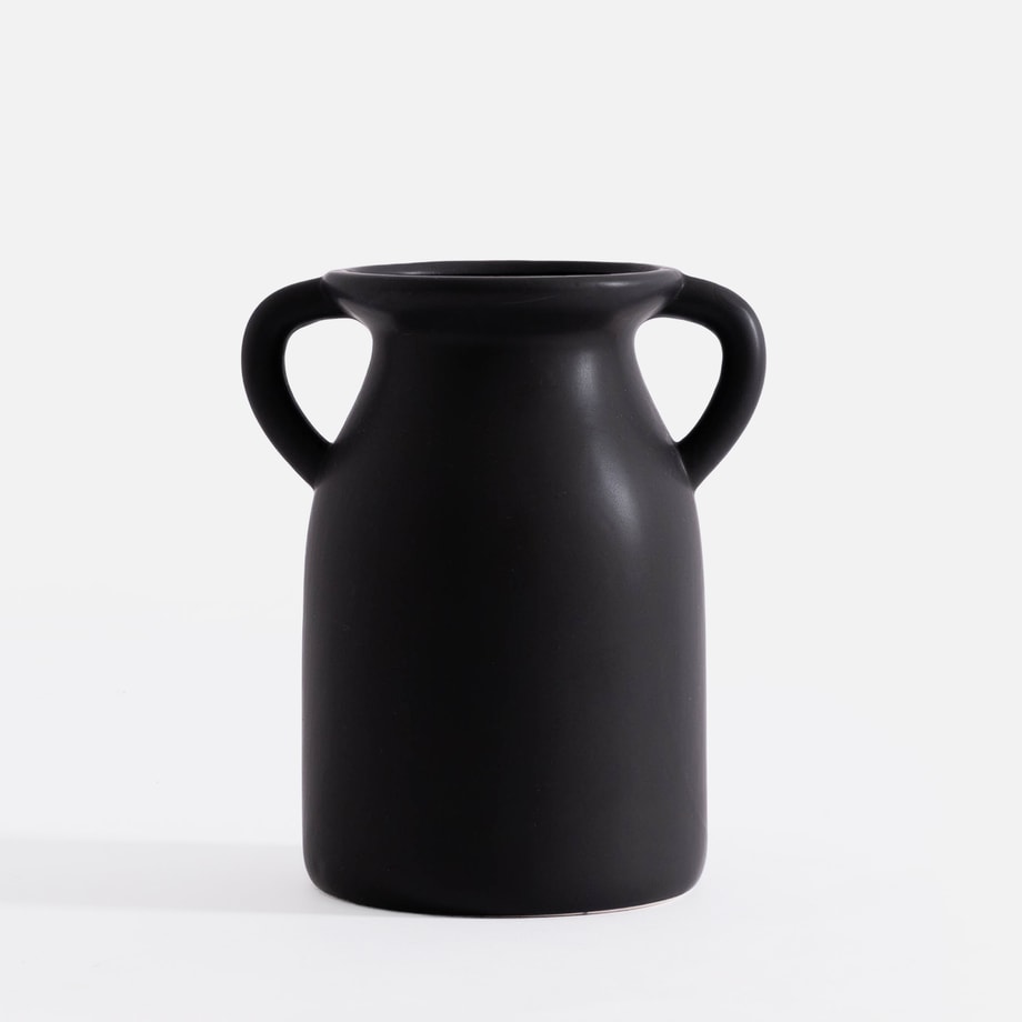 Wazon z uchwytami czarny 20 cm - 1
