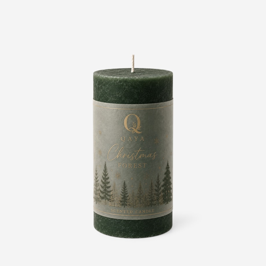 Świeca bożonarodzeniowa zielona 6,5x12 cm CHRISTMAS FOREST - 1