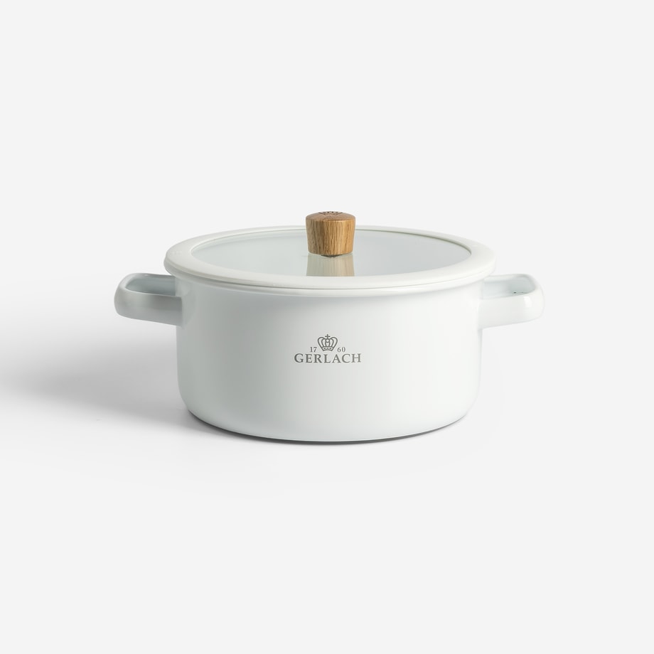 Komplet garnków GERLACH z pokrywkami NATUR ENAMEL biały - 6