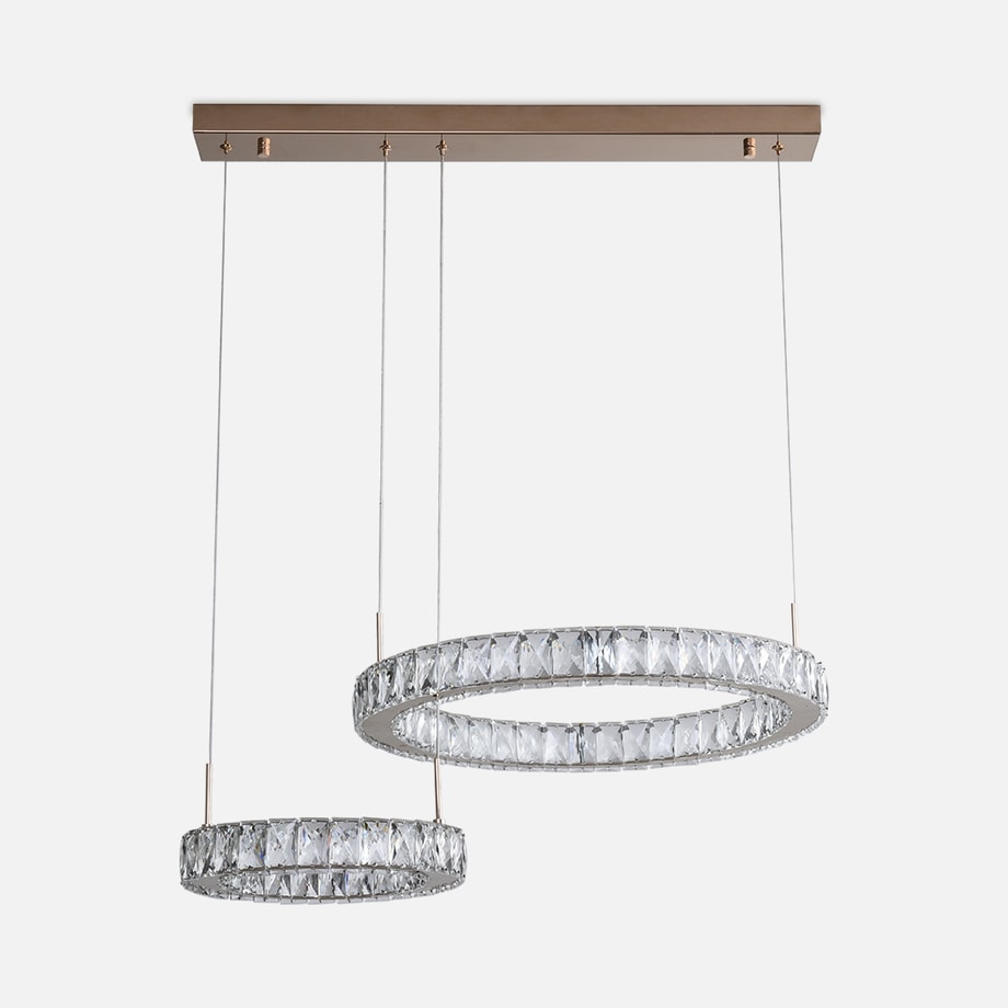 Lampa wisząca LED 2 pierścienie złota GIRONA - 1
