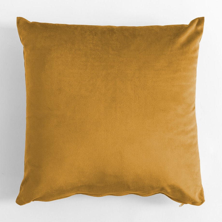 Poduszka dekoracyjna welurowa musztardowa VELVIO 45x45 cm - 1