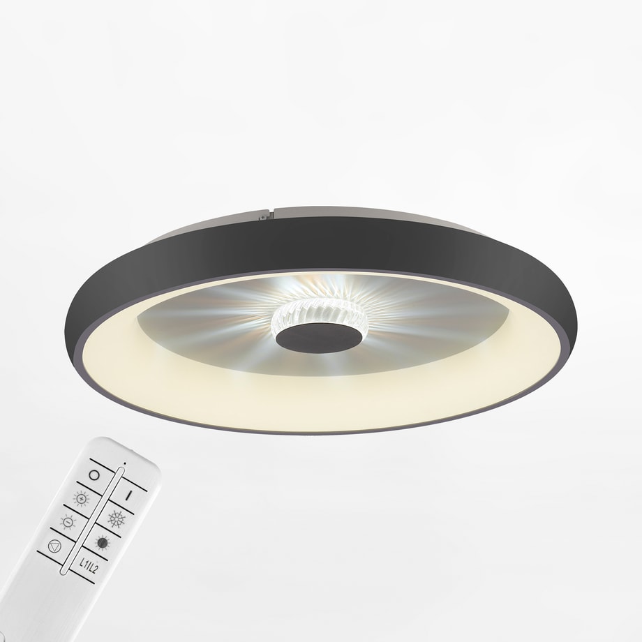 Plafon LED 37W czarny VERTIGO z pilotem fi 61,5 cm - 1