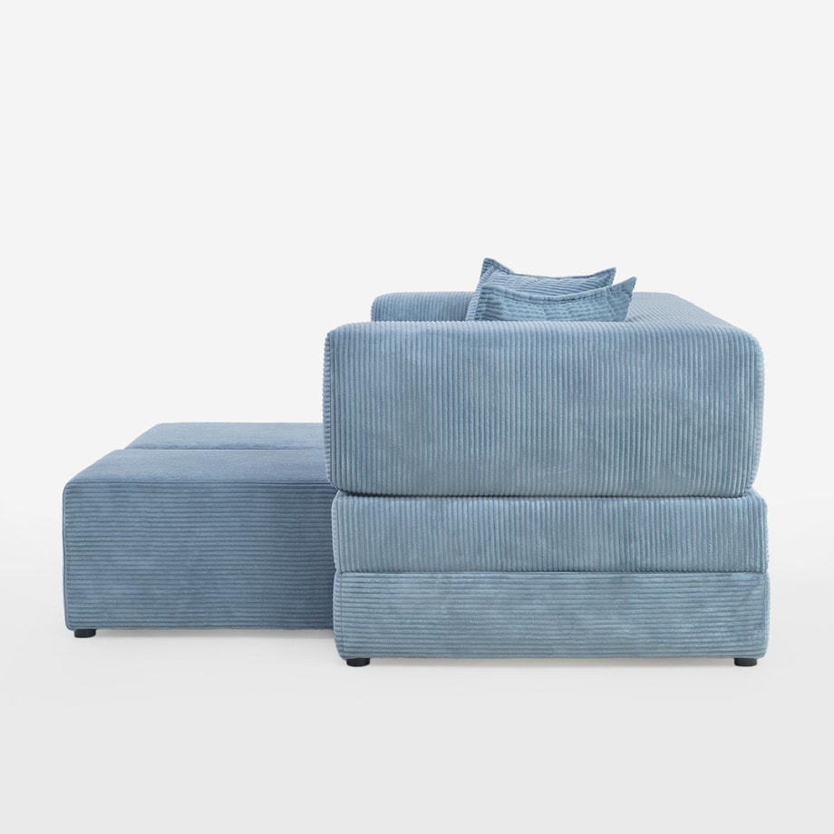Sofa 3-osobowa z 2 pufami jasnoniebieska CITY - 5