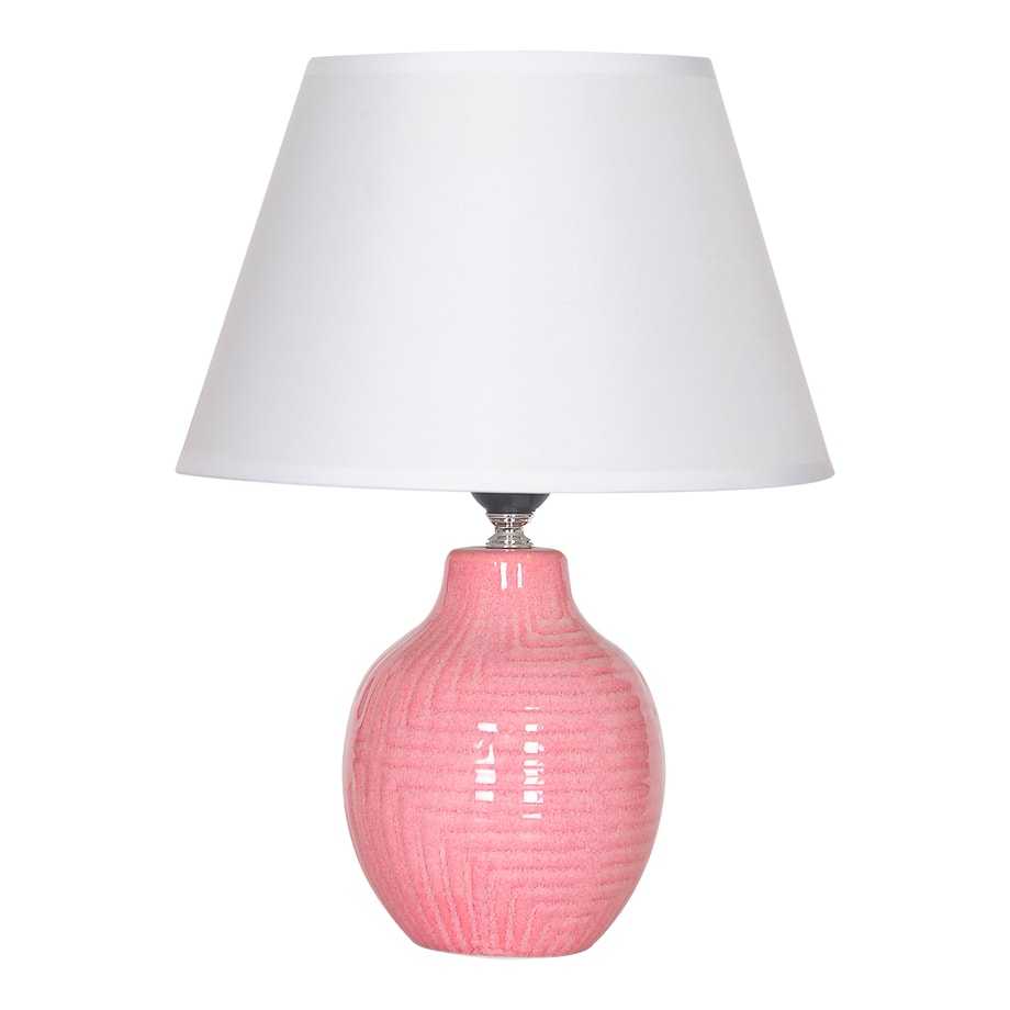 Lampa stołowa z abażurem różowo-biała 35,5 cm - 1