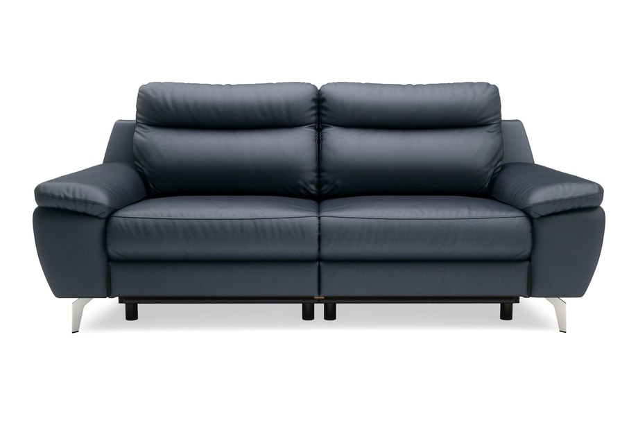 Sofa skórzana z funkcją relaks granatowa PERLE - 1