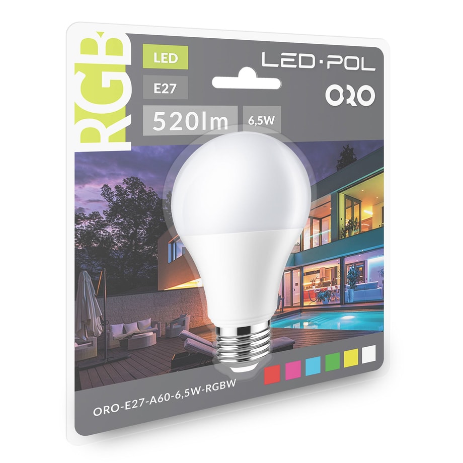 Żarówka LED RGB E27 6,5W ORO-E27-A60-6,5W-RGB - 3