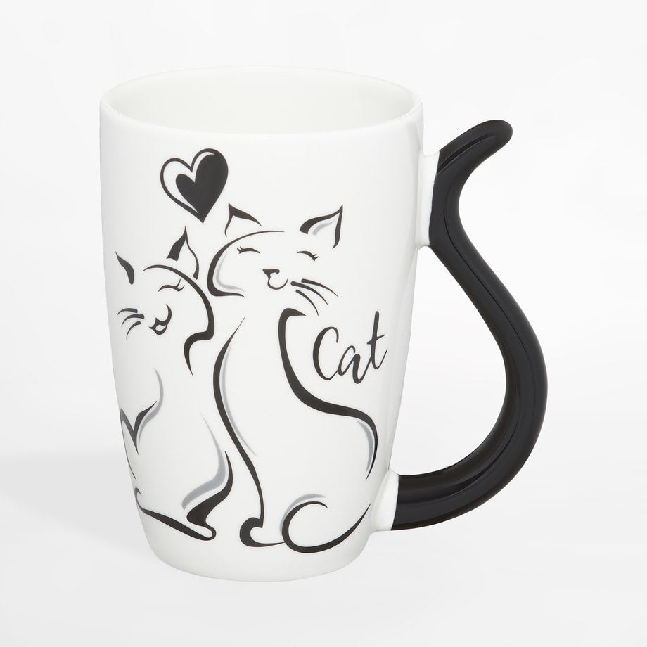 Kubek dwa koty BLACK CAT 370 ml czarny biały - 1