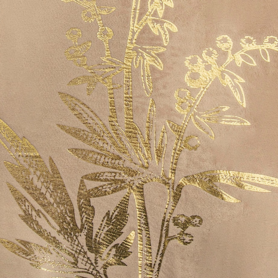 Poszewka welurowa z motywem roślinnym beżowa HERBS 45x45 cm - zdjęcie 3