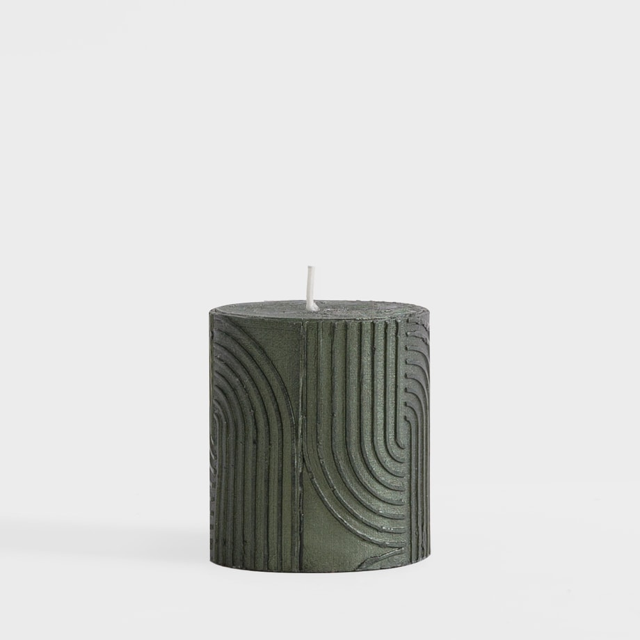 Świeca walec boho zielona 6,5x8 cm - 1