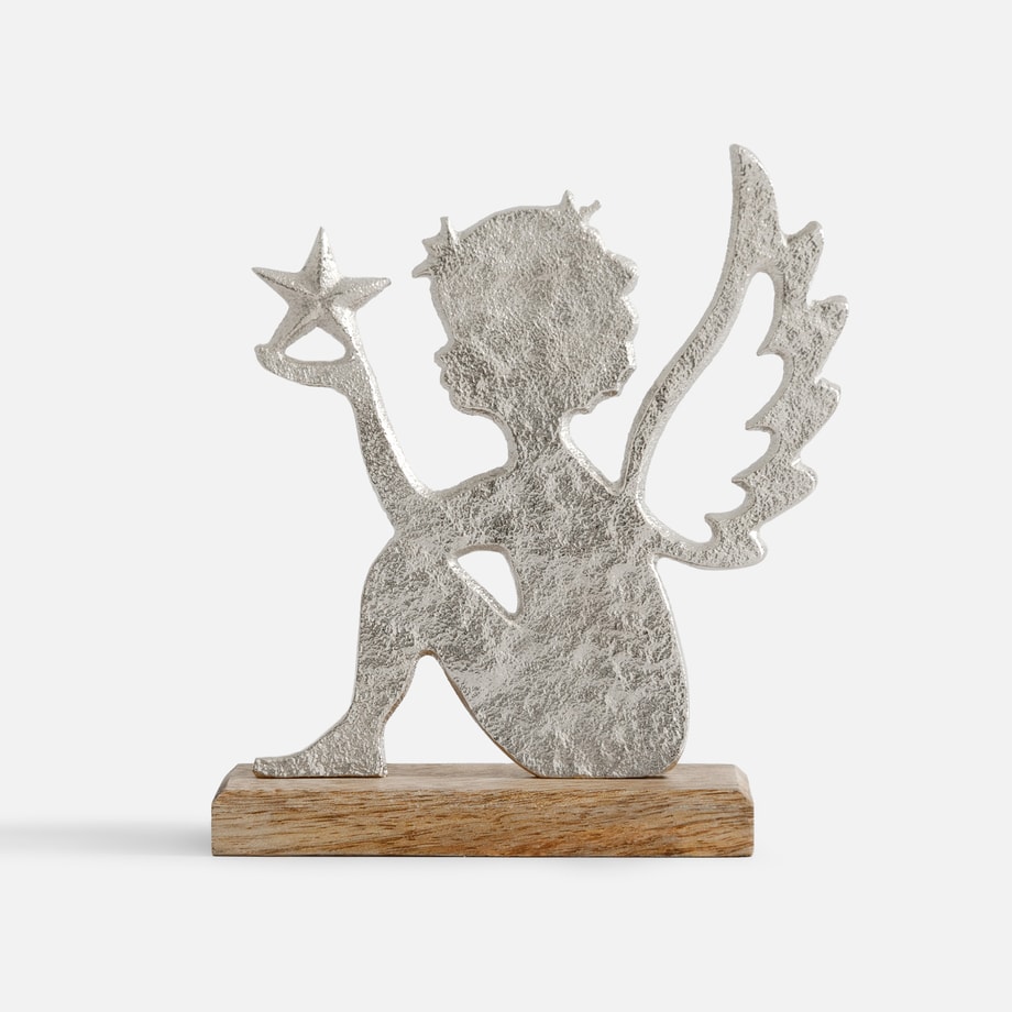 Dekoracja świąteczna, anioł, srebrny, 16 cm - 1