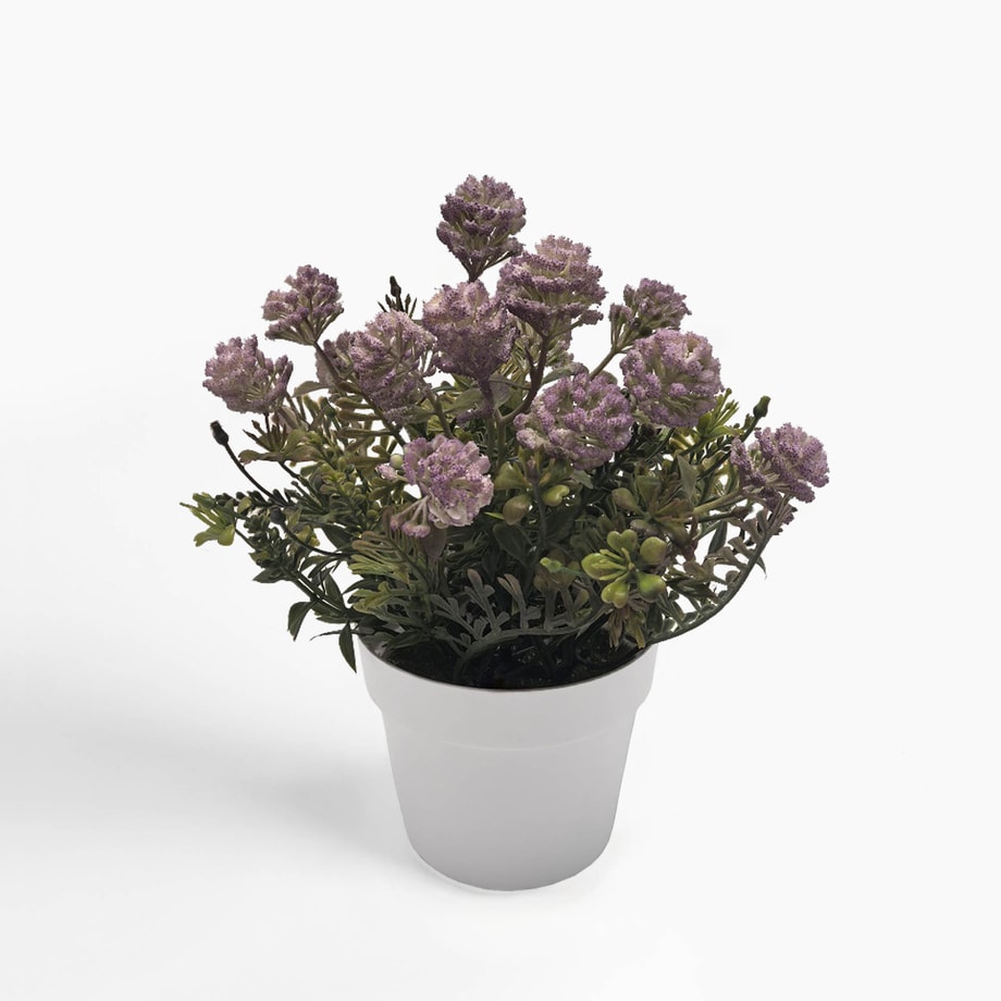 Sztuczne kwiaty różowe w białej doniczce, 23 cm - 1