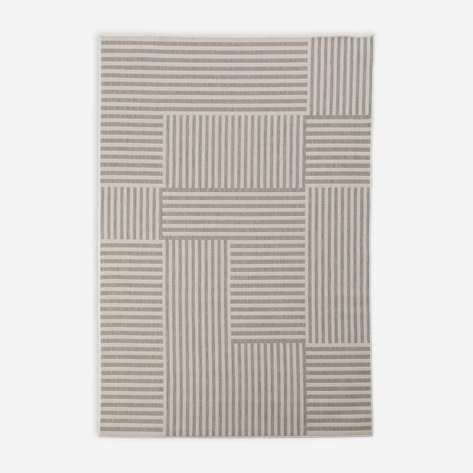 Dywan geometryczny RETRO, kremowo-szary, 200x290 cm - 1