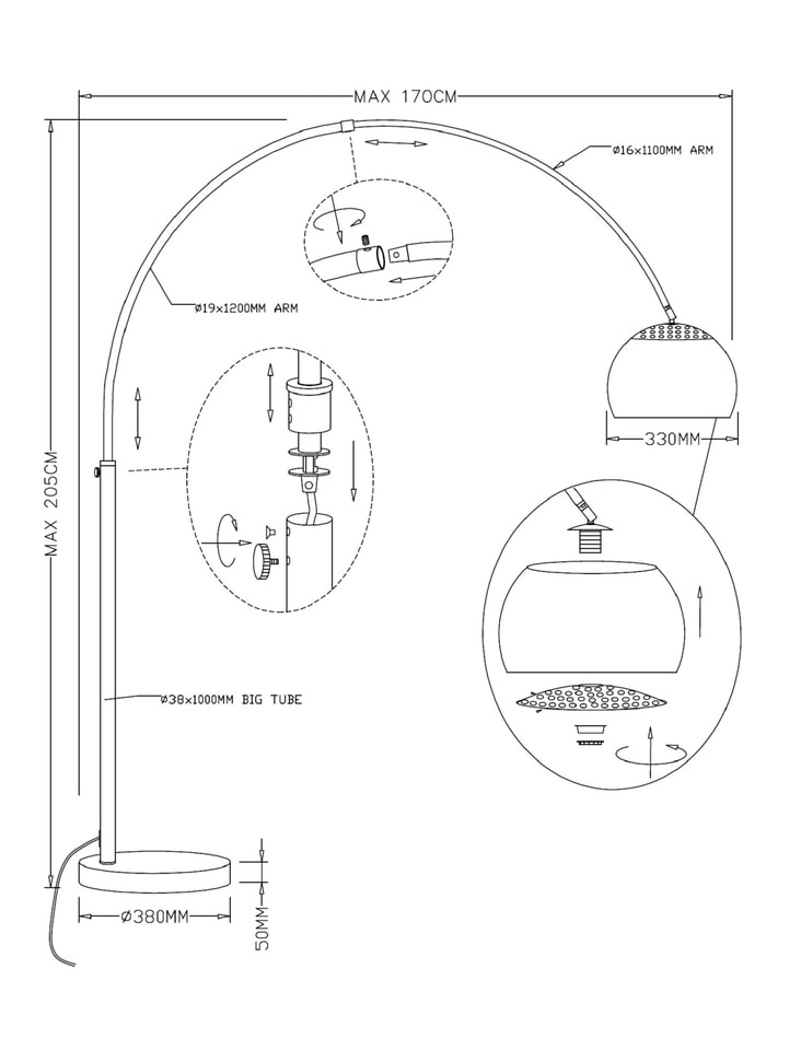 Lampa podłogowa do salonu łukowa chrom SOHO - zdjęcie 3
