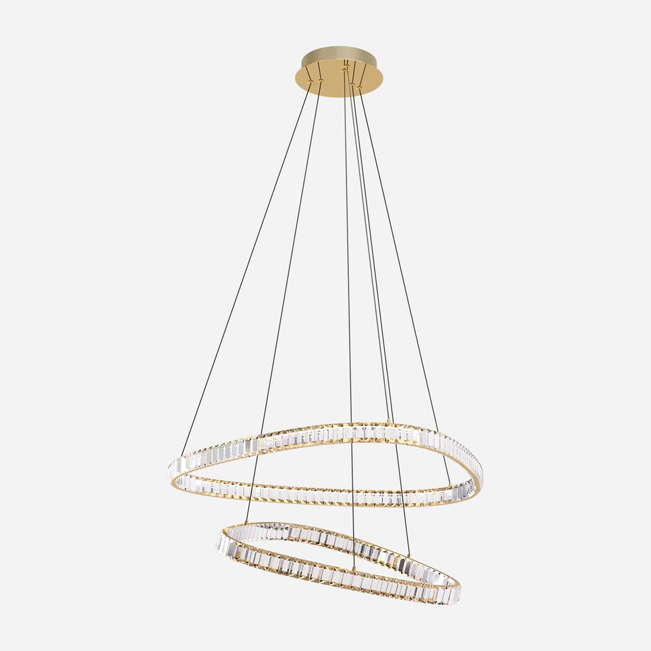 Lampa wisząca LED 2 pierścienie złota ATHESA z pilotem - 1