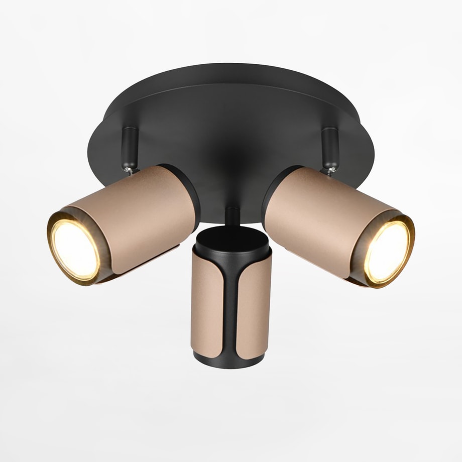Lampa sufitowa 3 reflektory kawowa czarna GILLAN - 1